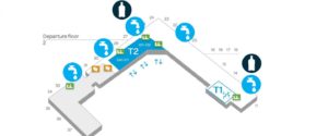 Helsinki departures map showing water filling stations